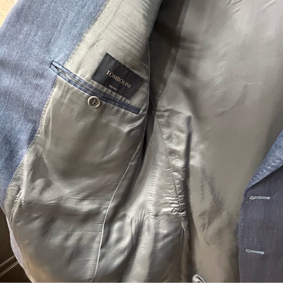Blue Herringbone Loro Piana Wool/Linen/Silk Sport Jacket - Tombolini - Picture 8 of 13